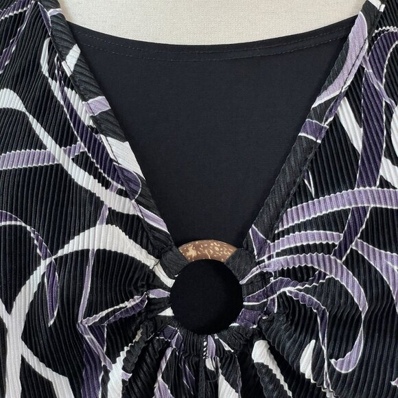 Maggie Barnes Womens Plus 3X Black Purple Abstract Pattern Blouse Top Blouse - Picture 6 of 12